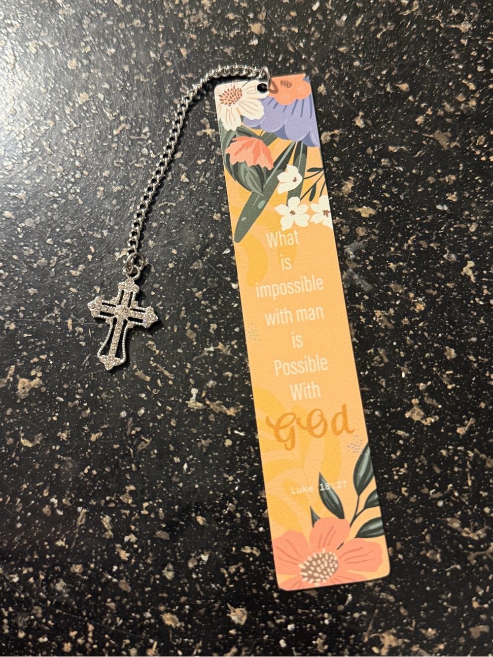 Metal Bookmark with Cross bling charm
